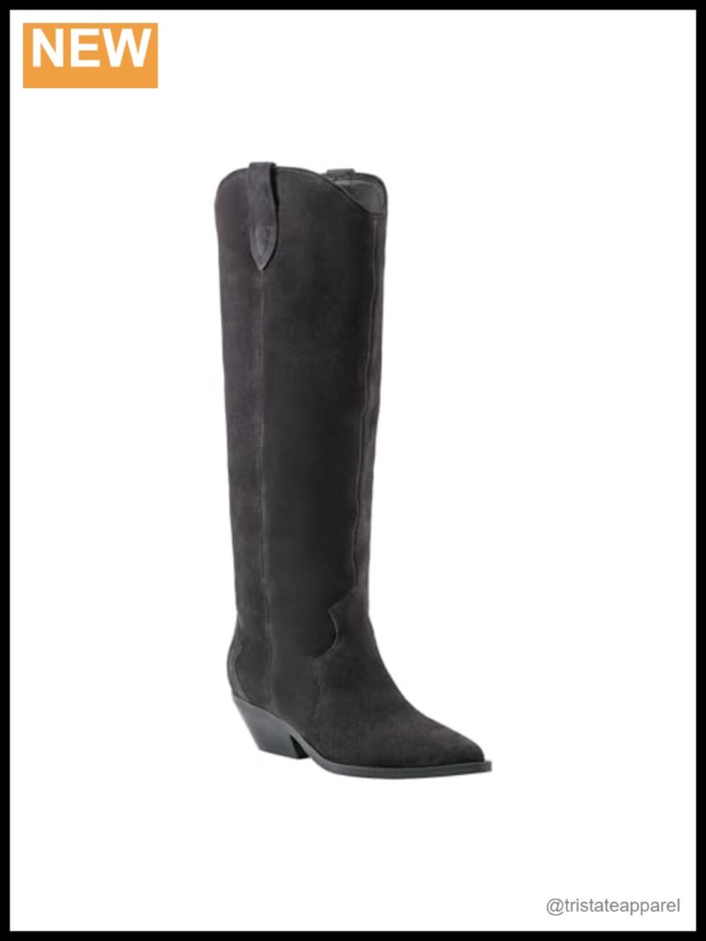 Women's Knee High Dress Boots - Western Inspired Pointed Toe Suede